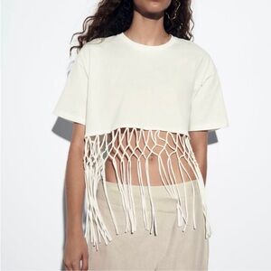 Boho Babe, ZARA, fringe bottom crop tee!!